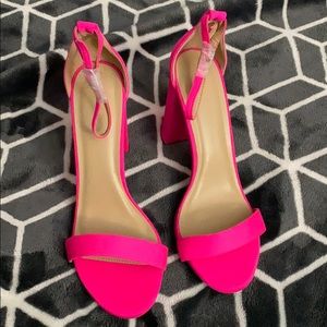 Neon Pink Chunky Heels